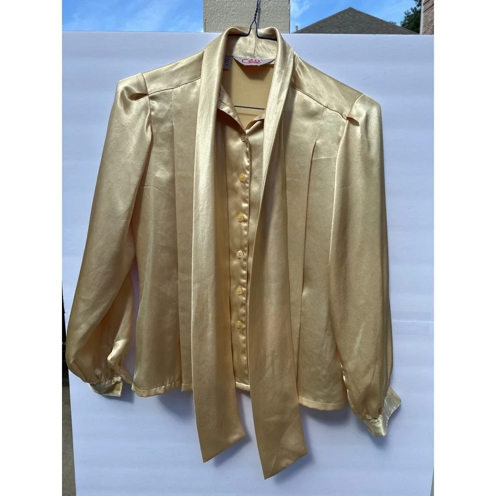 CEO polyester women's long sleeve, soft, gold, medium size - Picture 1 of 8